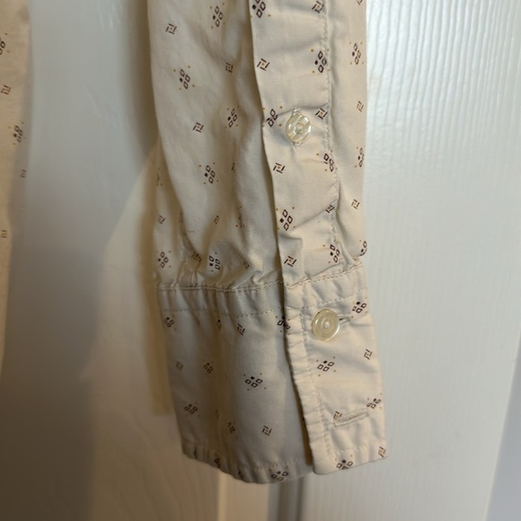 American Eagle Cream/Brown Button Up Size M - Picture 5 of 6
